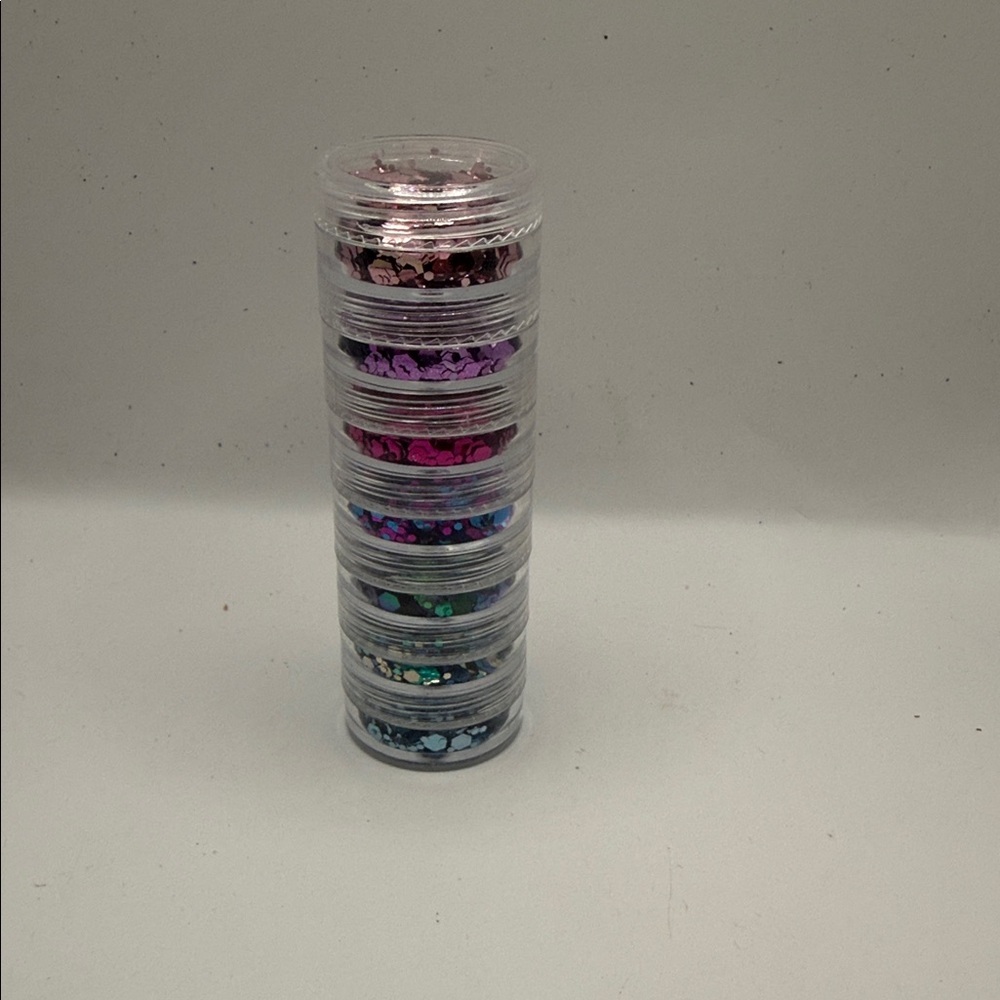 Stacked Multi-Color Glitter Pots